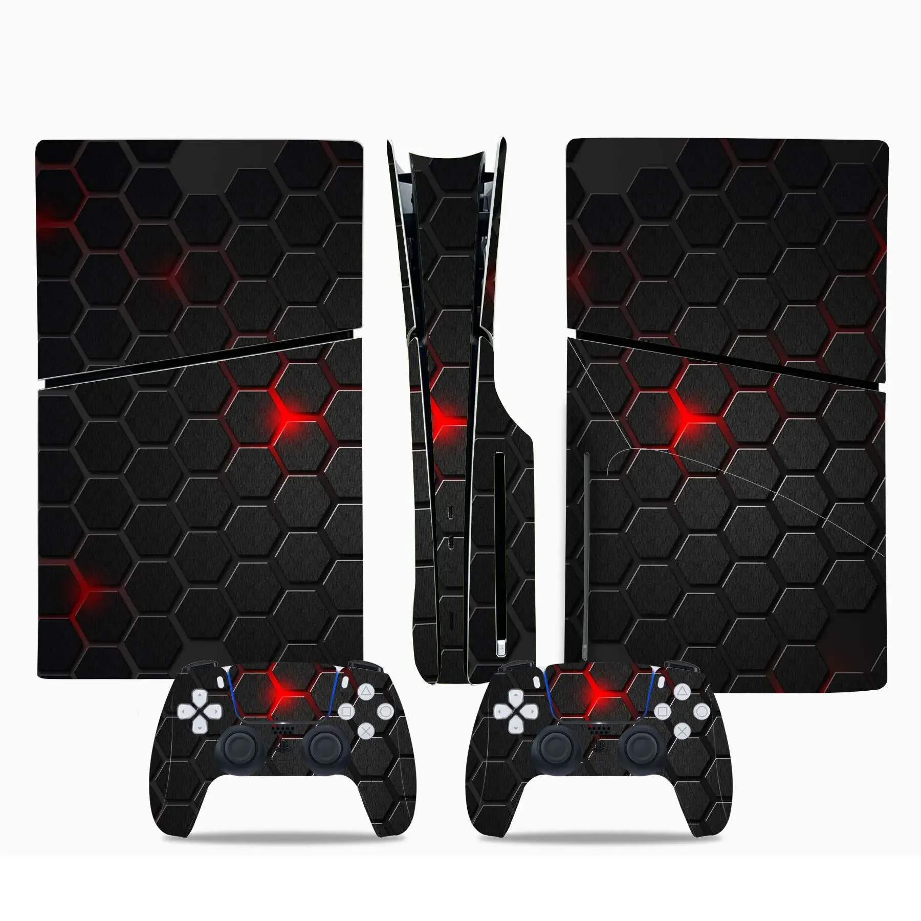 Pelli Per Console E Controller Per Ps5 Slim Digital Edition Per Dualsense Controller Skin Decal Sticker Nero E Rosso