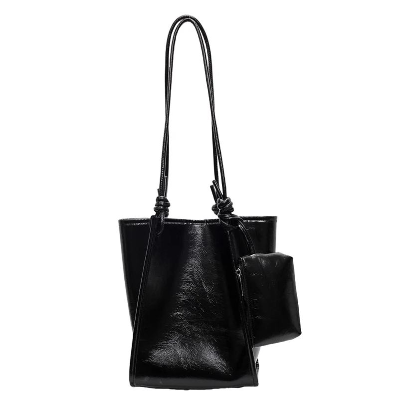 Bolsos de mano de PU de colores sólidos de gran capacidad para mujer, bolsos de hombro clásicos casuales para mujer, novedad de 2024, bolso sencillo para mujer