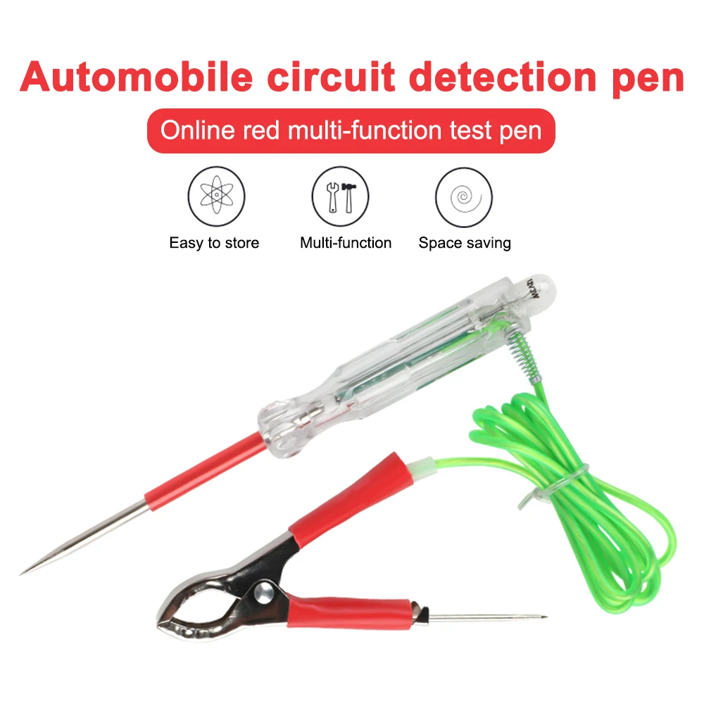 

Automotive LED Circuit Tester Pen 6-24V Test Light Bulb with Dual Probes 47 Inch Wire Alligator Clip Voltage Pen Repair Tool