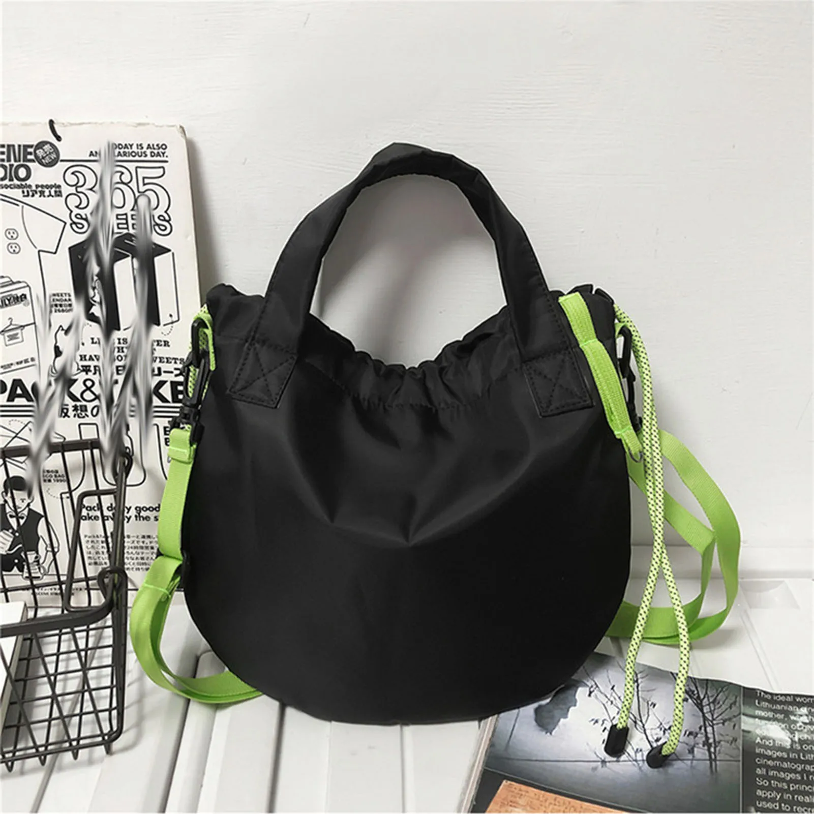 Solid Color Nylon Totes Shoulder Bags for Women Personalized Pleated Drawstring Lady Bag Simple Female Commuter Handbag women tote bags