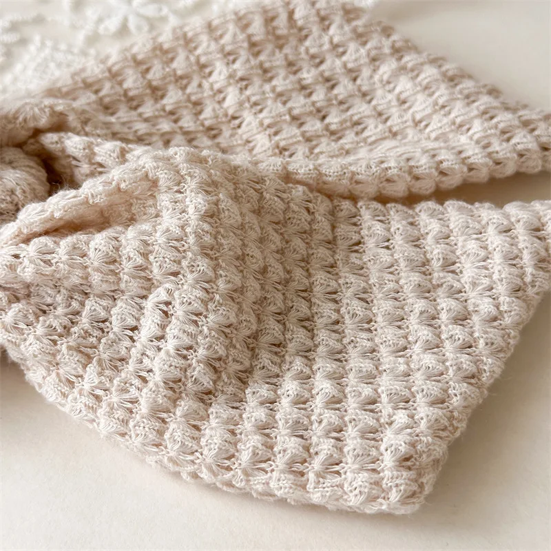 1PC Knit Scarf Scrunchies,Black Beige Hair Ties, Soft Textured Bow Hair Accessories,Stylish Daily Hair Decor,Trendy Women's Hair