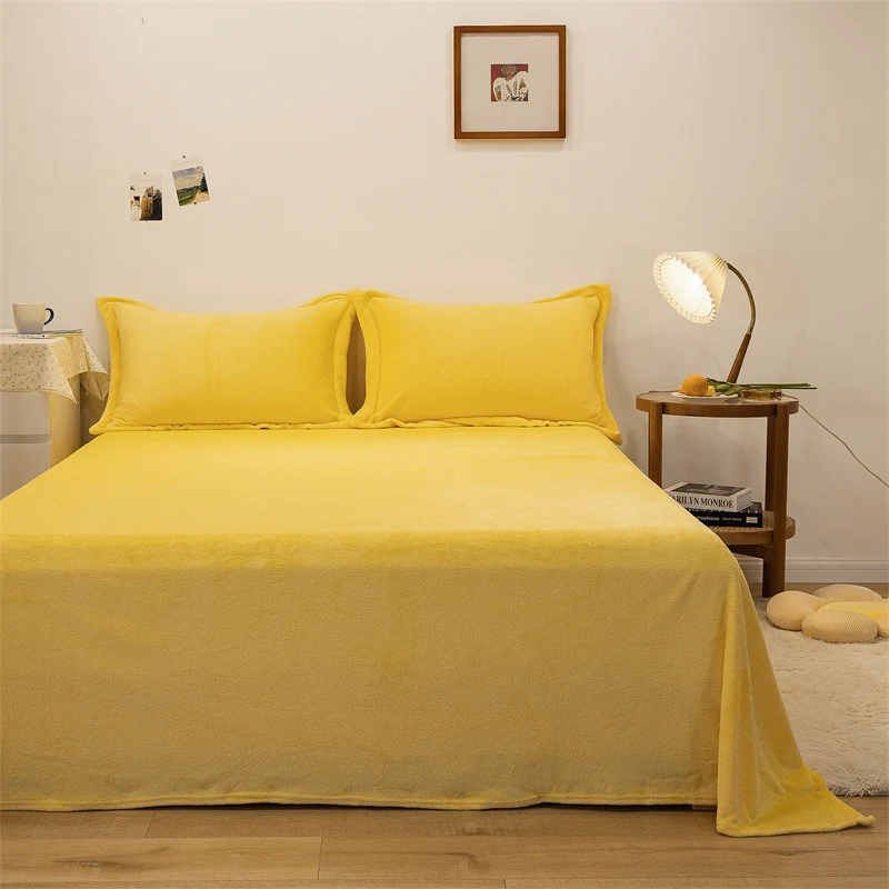 Luxury Crystal Velvet Sheet Flannel Flat Bed Sheet Set Single King Size Bedspread Cover Linen Sheets Warm Bedspread Coverlet 3