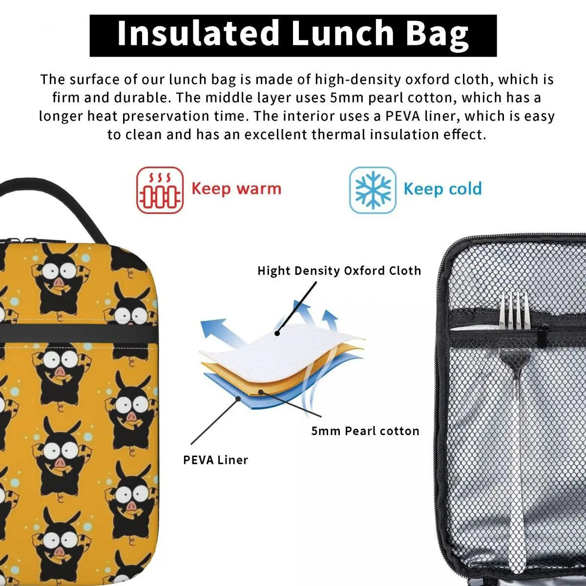 P-Chan Ryoga Hibiki Ranma Insulated Lunch Bag Cooler Bag Reusable Lunch Container Leakproof Tote Box Girl Boy Outdoor