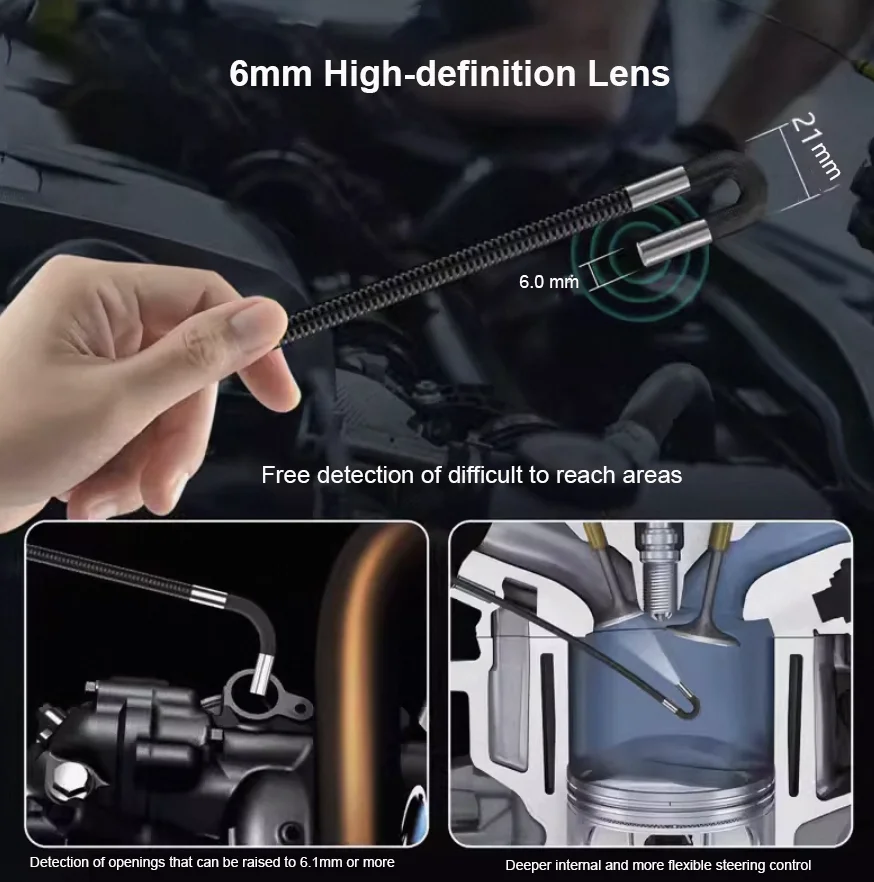 360 Degree Articulating Borescope 7-Inch 3.9mm/6mm lens Monitor Mechanical Inspection Camera Articulation Industrial Endoscope 5