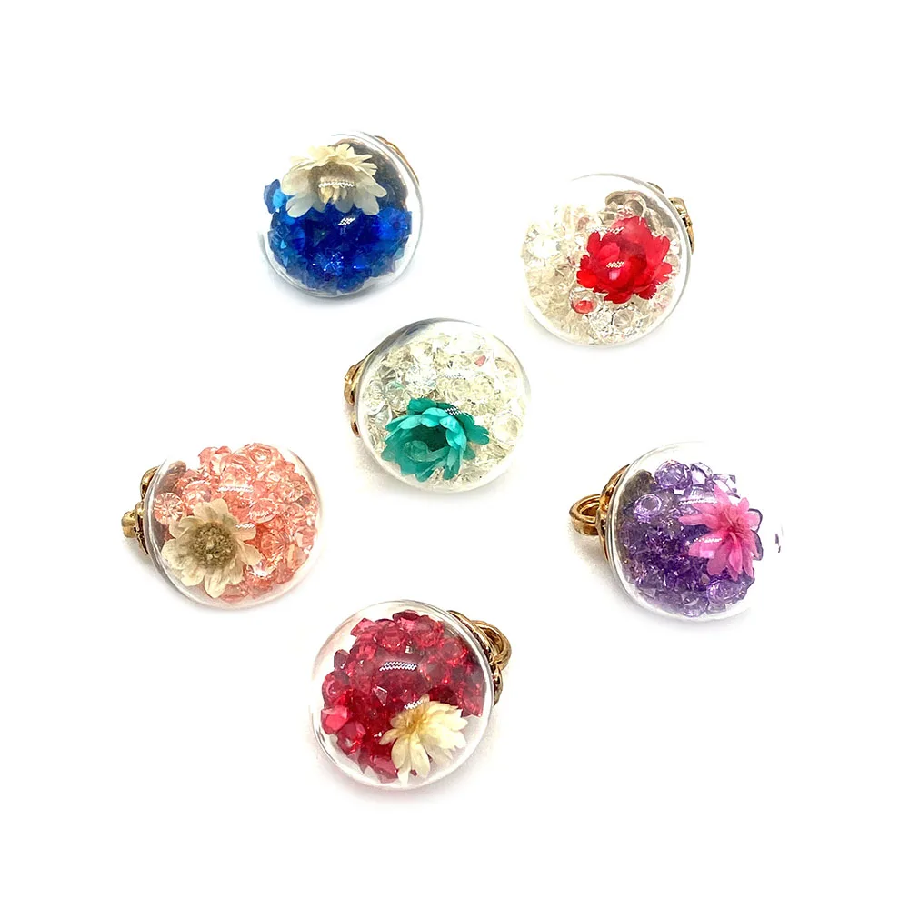 

10pcs/Pack of Beautiful Glass Ball Flower Pendant Colorful Rhinestone Glass Bead Charm Making DIY Jewelry Necklace Bracelet 16mm