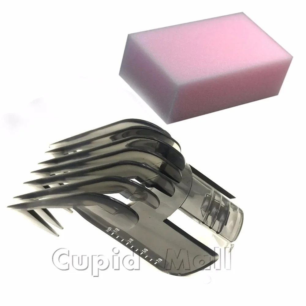 필립스 QC5125 QC5130 QC5135 QC5105 QC5105 QC5115 QC5155 QC5120 용 헤어 클리퍼 빗 + 헤어 트리머 커터 + 스폰지, 3 개/세트