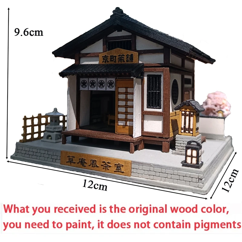 NEW DIY Wooden Miniature Model Kit Japanese Tea Room Casa Doll Houses 3D Puzzle Dollhouse With Furniture Lights Friends Gifts 6