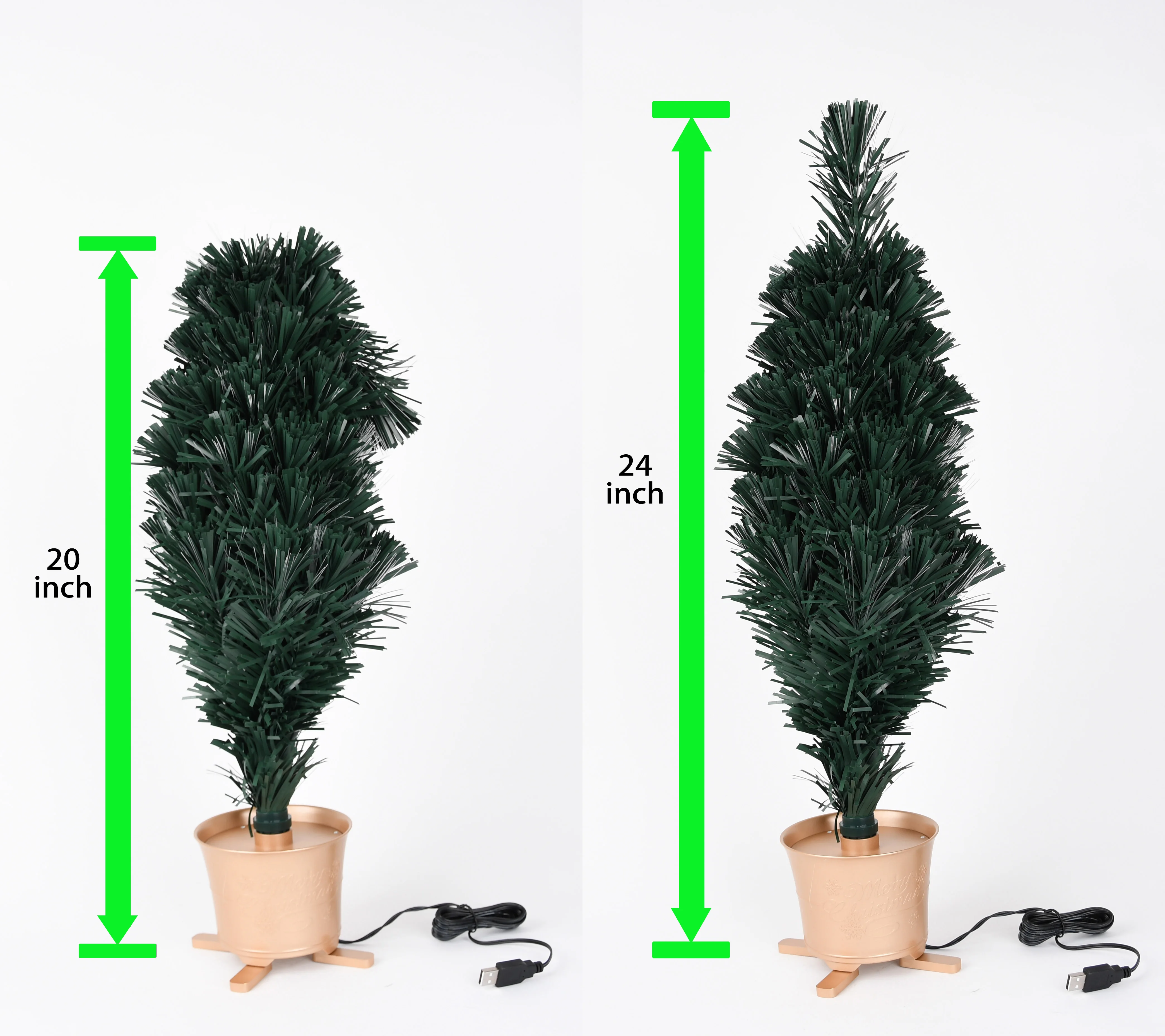 Mini Fiber Optic Tabletop Artificial Christmas Tree with LED Lights Gold Base 24 inch for Mini Christmas Tree