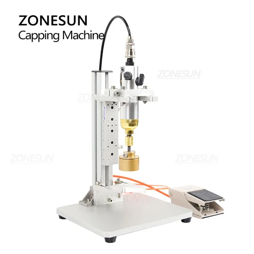 ZONESUN 공압 원형 병 마개 기계, 스크류 상단 뚜껑, 물 주스, 통통한 고릴라 도구, 소형 생산 ZS-XGPZ1 5