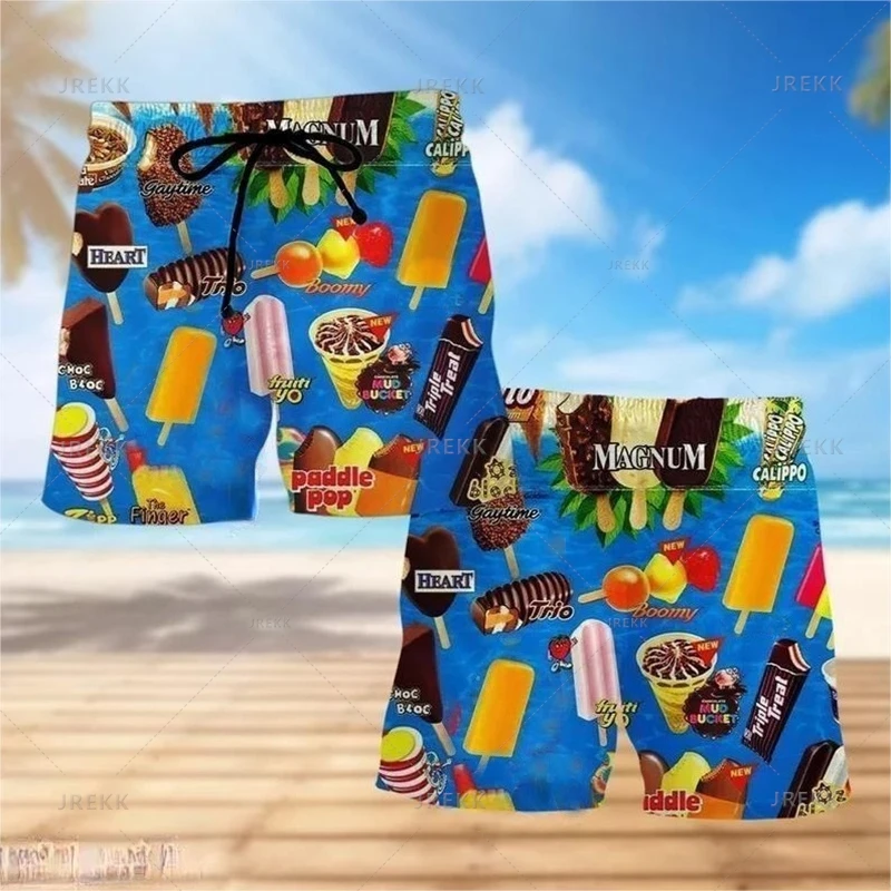 Summer Hawaiian 3D Icecream Printing Beach Shorts For Men Fashion Streewear Swim Trunks Harajuku Cool Board Shorts Short Pants 3