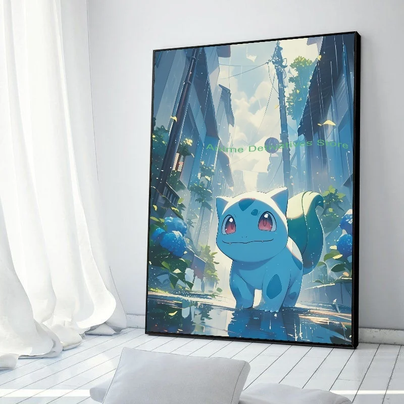 thumbnail image 1 of Figuras de anime de Pokémon en alta definición, Charizard, Bulbasaur, Squirtle, Charmander, ilustraciones, póster, pintura en lienzo, arte de pared, decoración de la habitación del hogar, 1 of 5