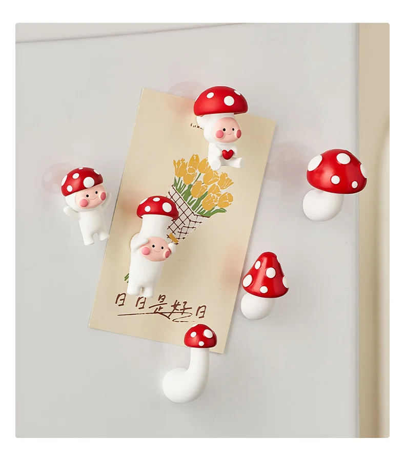 Resin Red Mushroom Refrigerator Sticker