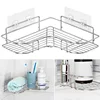 Stainless Steel Triangular Holder Shelf Wall Mounted Adhesive Shampoo Shower Storage Rack Kitchen Bathroom Organizer 1