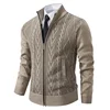 Men's Zipper Cardigan Sweater Fleece Lined Casual Knitwear Warm Winter Outerwear Comfortable Crew Neck Sporty Style
