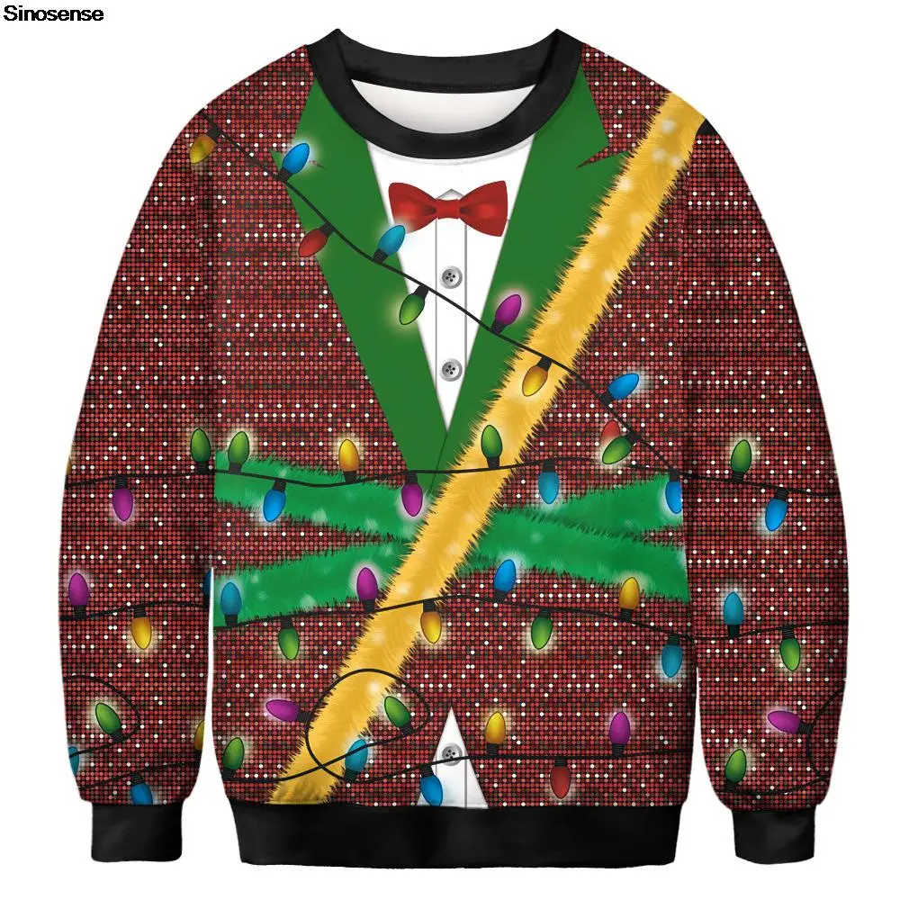 

Men Women Autumn Winter Ugly Christmas Sweater New Year Eve Xmas Jumpers Tops 3D Christmas Cactus Print Holiday Party Sweatshirt