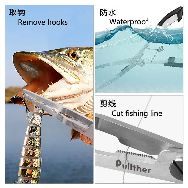 Fishing Accessories Fishing Tackle Fishing Tools Fishing Pliers Pullther Stainless Steel Multifunctional Braid line Cutter Scissors Fish Hook Remover