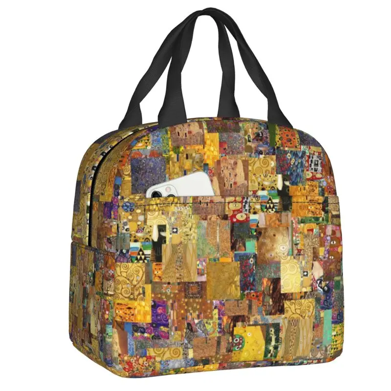 

Изолированные сумки для обеда Gustav Klimt с рисунком, для женщин, многоразовый кулер, термоконтейнер для обеда, для детей, школьников