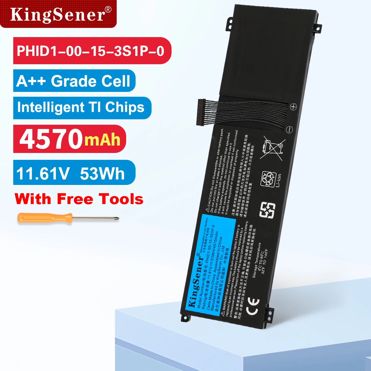 

KingSener 11.61V 53WH PHID1-00-15-3S1P-0 Laptop Battery For Mechrevo F1 For Schenker Vision 14 Adata XPG Xenia 14 Series 4570mAh