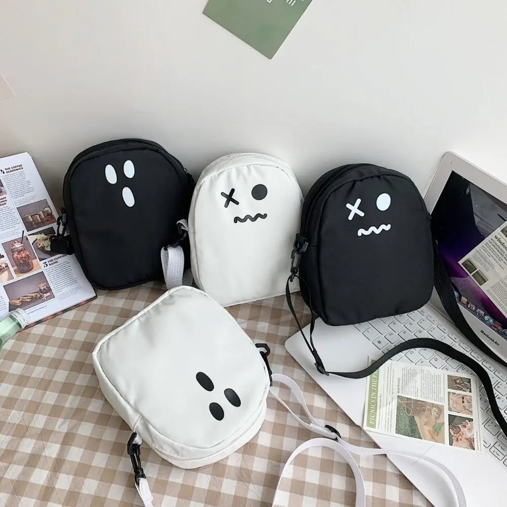 

Black Shoulder Messenger Bag Funny Canvas Cute Ghost Canvas Bag Large Capacity Harajuku Ins Phone Bag Women