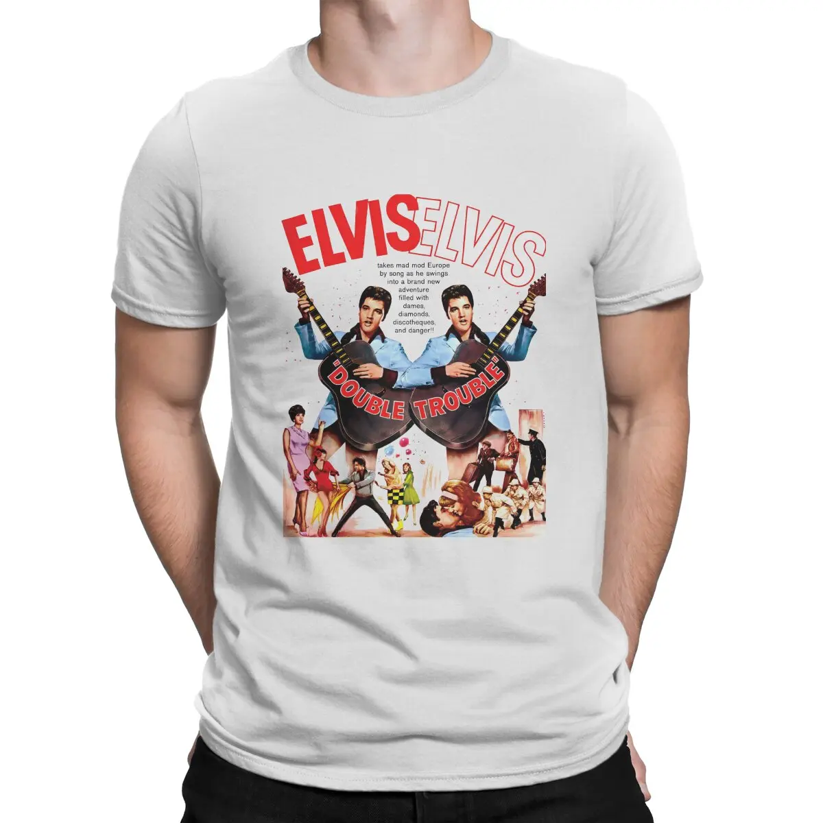 

Men T-Shirt Poster Novelty Cotton Tees Short Sleeve E-Elvis Presley Singer T Shirt Round Collar Clothing Party