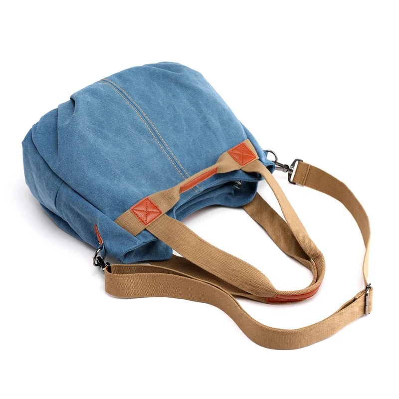 New European and American Cross border Canvas Women's One Shoulder Casual Crossbody Canvas Large Capacity Casual Bag