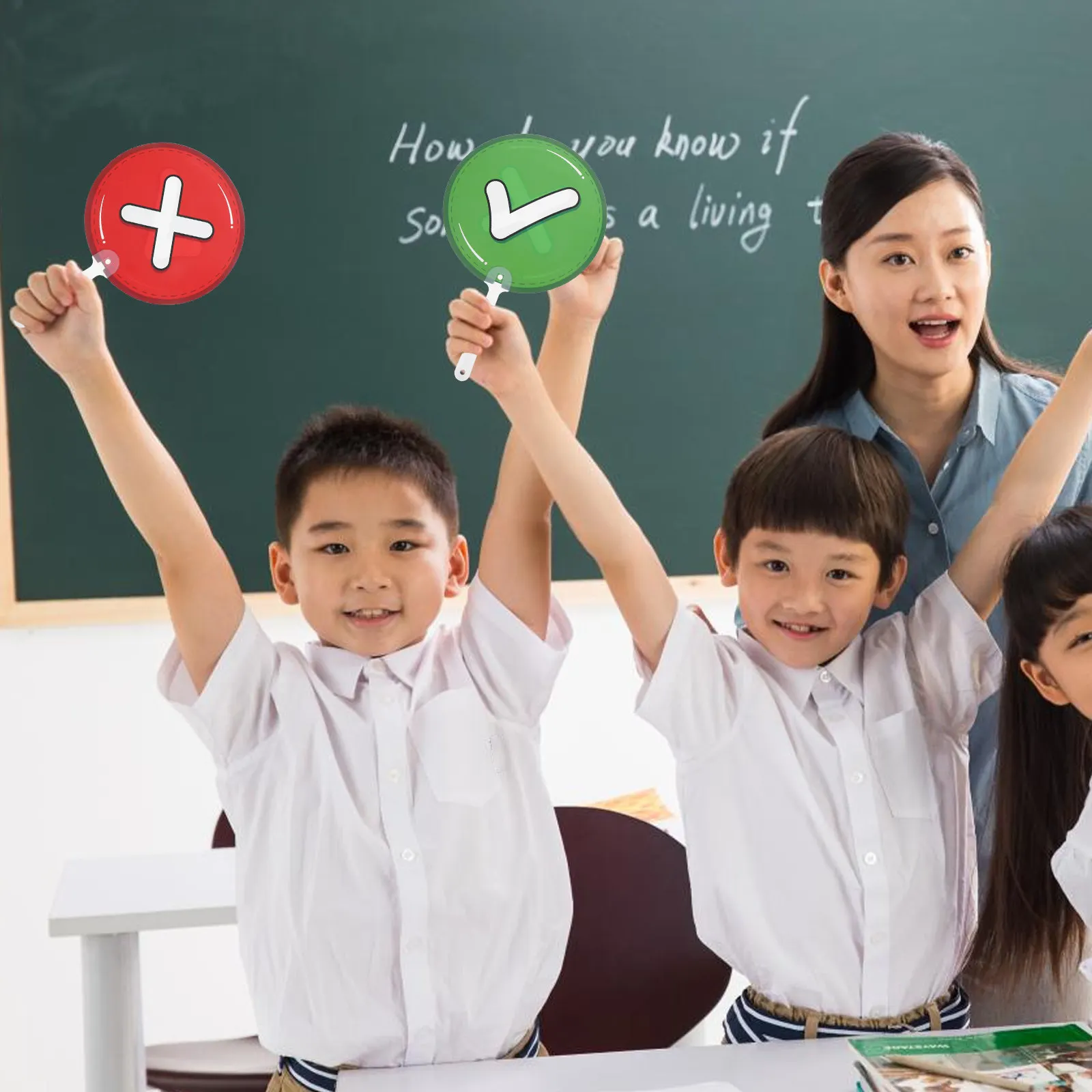 10Pcs 양면 휴대용 교실 투표 패들 보드 학생 피드백 플라스틱 교육 도구