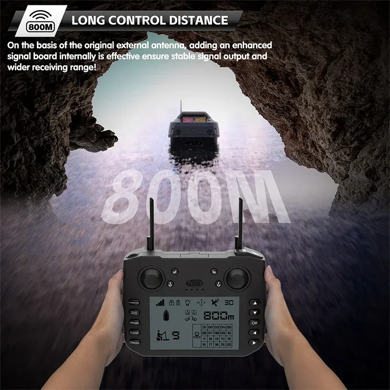 V080 12V High Power 800M Fishing Bait Boat 180 Fishing Spots Load 3KG 15KM/H Fish Finder Intelligent Cruise Return Trawler