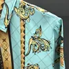 2023 Baroque Print Color Contrast Short-sleeved T-shirt 2-piece Suit Men's Suit Sportswear Tops And Shorts Tracksuit Men Set 2