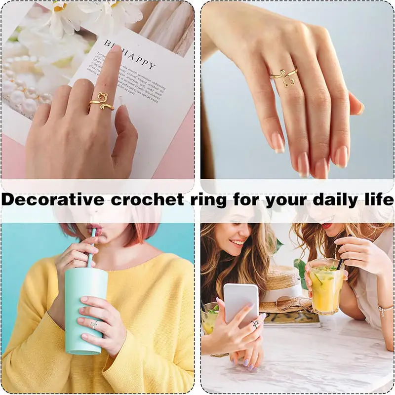 Finger Ring Jewelry Accessories Adjustable Rings Opening Ring Badminton T Shirt Cat Ring Alloy Geometric With Adjustable Opening Design Multi-function Knitting Crochet Hook Fashion Jewelry Decor