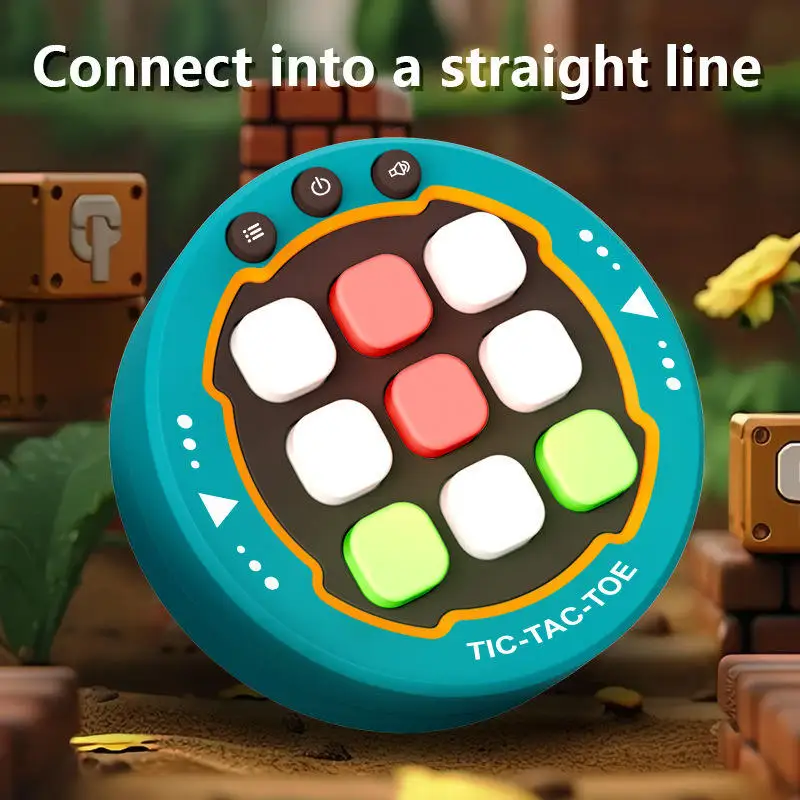 Electronic Mini Tic Tac Toe Game Console Kids Educational Interactive Toys Handheld Strategy Thinking Machine with Sound Light 4