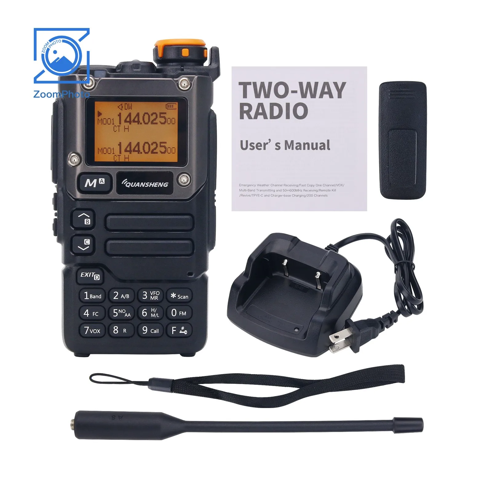 Quansheng UV-K6 5W 5KM Walkie Talkie English Version Handheld Transceiver VHF UHF Radio AM FM