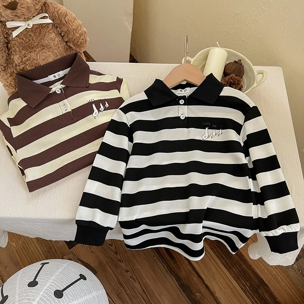 

Girls Autumn 2023 New Polo Striped dress Kids Princess Dress Trendy
