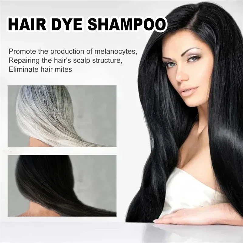 EELHOE Shampoo Colorante per Capelli 3 in 1 Nero, Naturale a Base di Erbe e Ginseng, per Coprire i Capelli Grigi e Bianchi, Colore Duraturo, 100ML - immagine 4