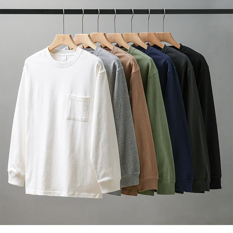 Men's Long Sleeve T Shirt - DUKEEN Heavyweight Cotton Crew Neck Casual Tee