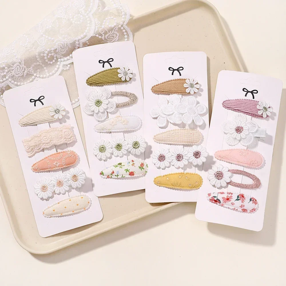 5Pcs/set BB Clips for Kids Hair Accessories Sweet Printe Hairbangs Hairclip Girls Barrette Ins Style Daisy Hairpin Ornaments 5