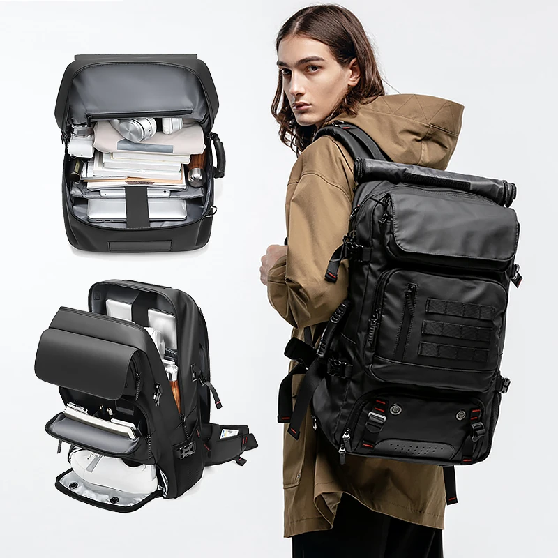 Men Travel backpack waterproof 17 inch Business Laptop Backpack with Separate Shoe Bag USB charging 50L outdoors Hiking Backpack 5