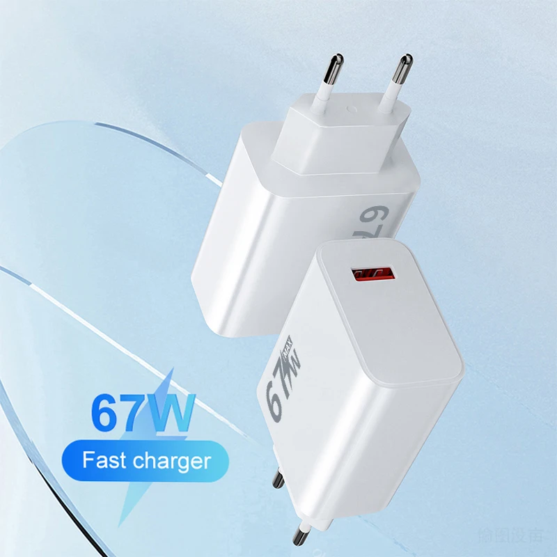 Adattatore da parete per telefono a ricarica rapida caricatore USB da 67 W per iPhone Samsung OnePlus OPPO Xiaomi Redmi Poco caricatore spina USB tipo C cavo - immagine 3