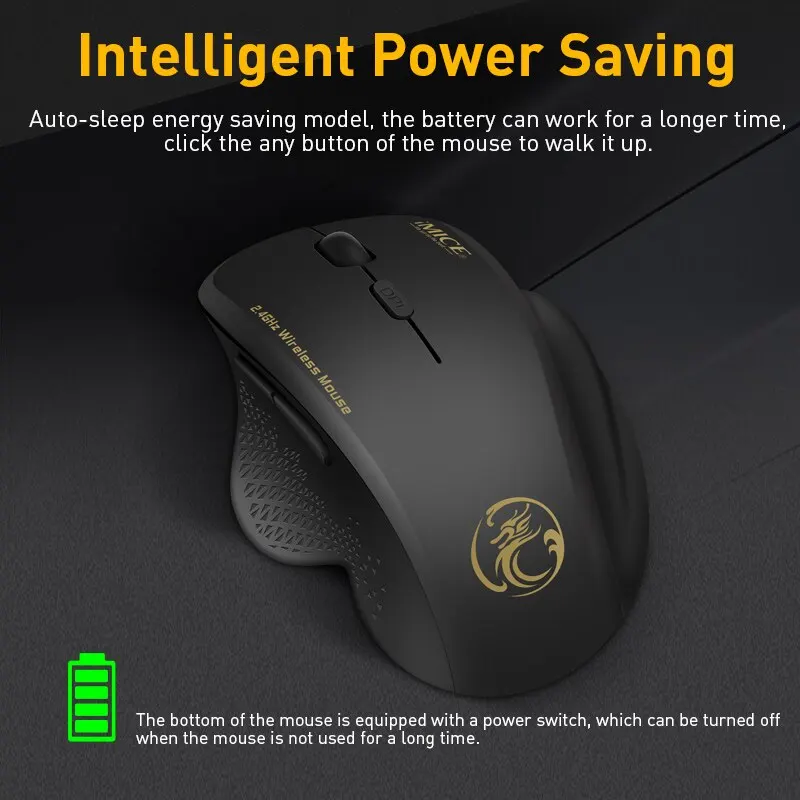 Wireless Optical Gaming Mouse 2.4Ghz 1600 DPI USB Receiver For Laptop PC