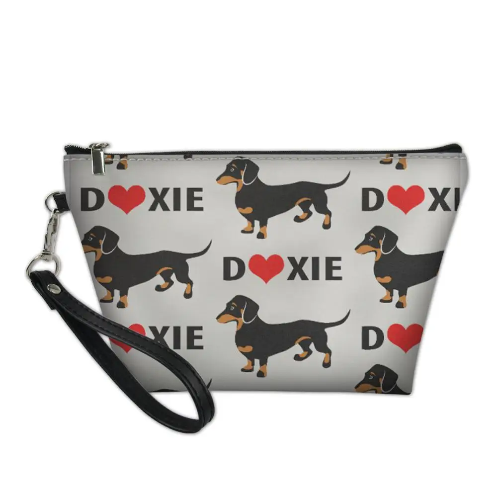 

Makeup Bags For Women Dachshund Dog Print Zip Leather Cosmetic Bag Case Woman Beauty Pouch Travel Organizer Make Up Case Pouch