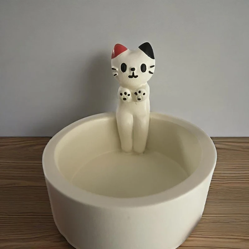 Cute Kitten Cartoon Candle Holder Creative Aromatherapy Candlestick High Temp Resistant Durable Home Decoration For Living Room