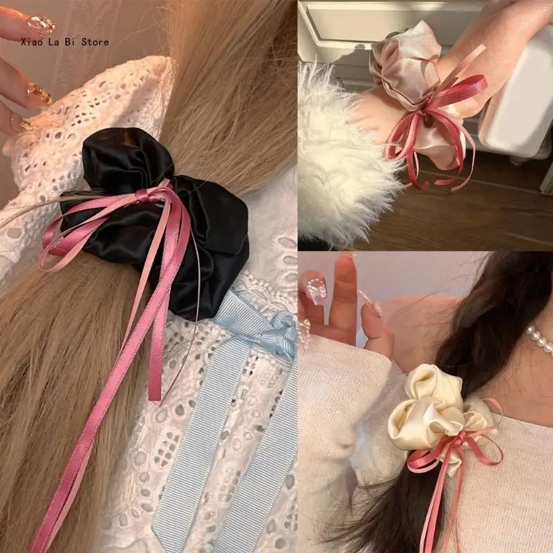

Temperament Elastic Hair Scrunchies for Girl Ribbon Bowknot Hair Rope Daily Wear Hair Rope for Girl Hair Styling XXFD