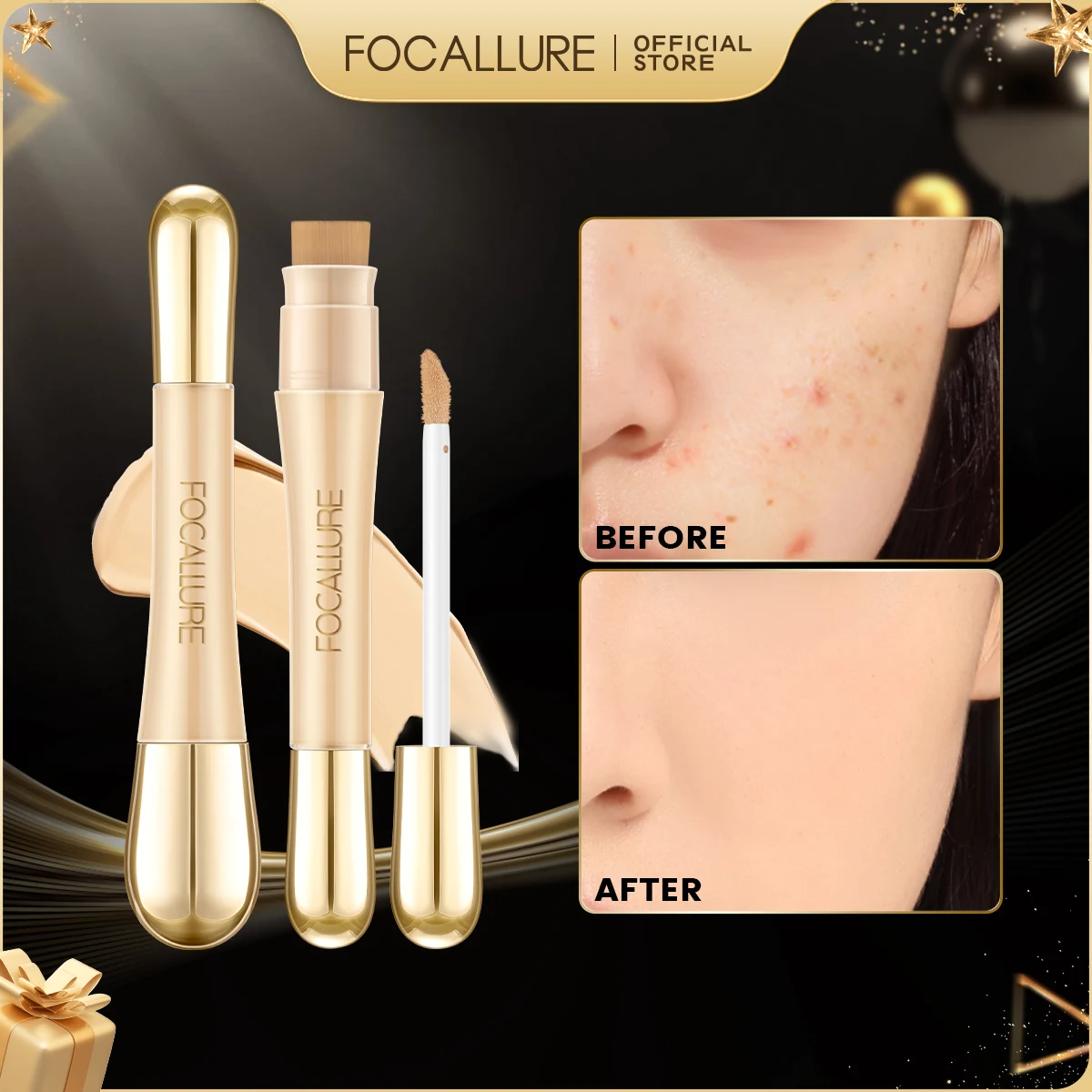 Makeup Concealer FOCALLURE Matte Flawless Face Concealer Long-lasting Full Coverage Concealing Liquid Foundation Cream for Face Makeup