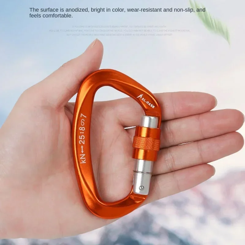 climbing carabiner 12/25KN Professional Safety D Shape Key Hooks Aluminum Security Master Lock Outdoor Ascend Camping Tools