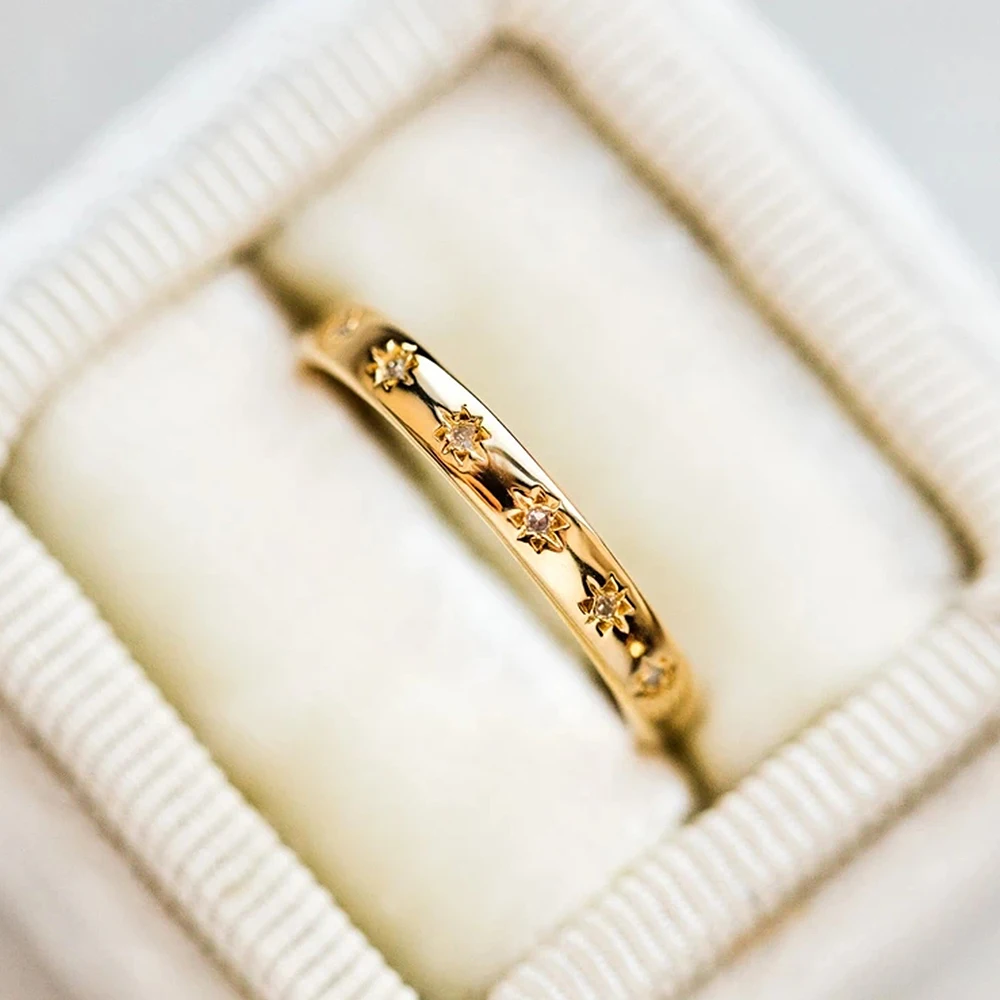 Wedding Rings for Women Simple Thin Design Silver Gold CZ Jewelry