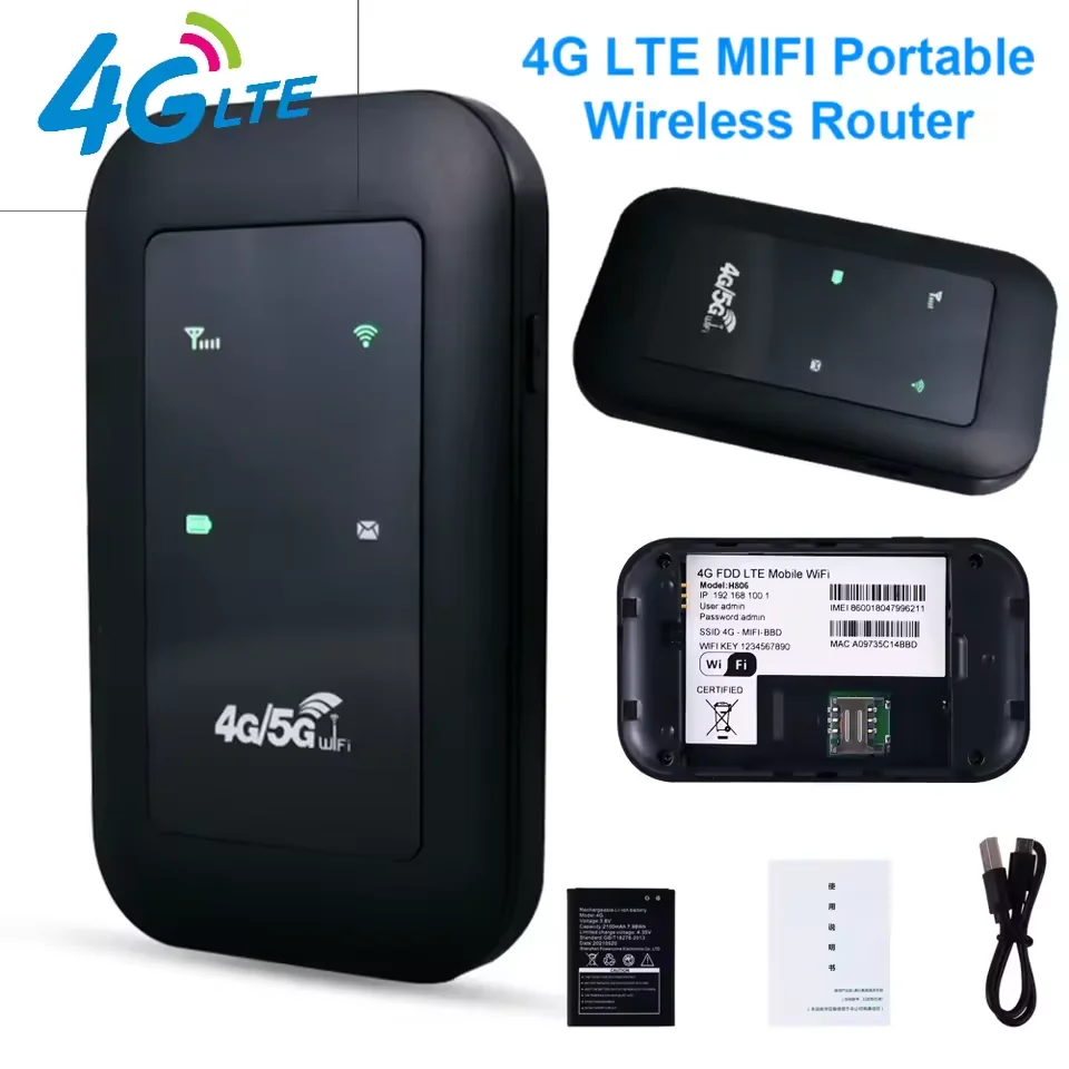 Portable High-Speed Mobile WiFi Router with SIM Card Slot