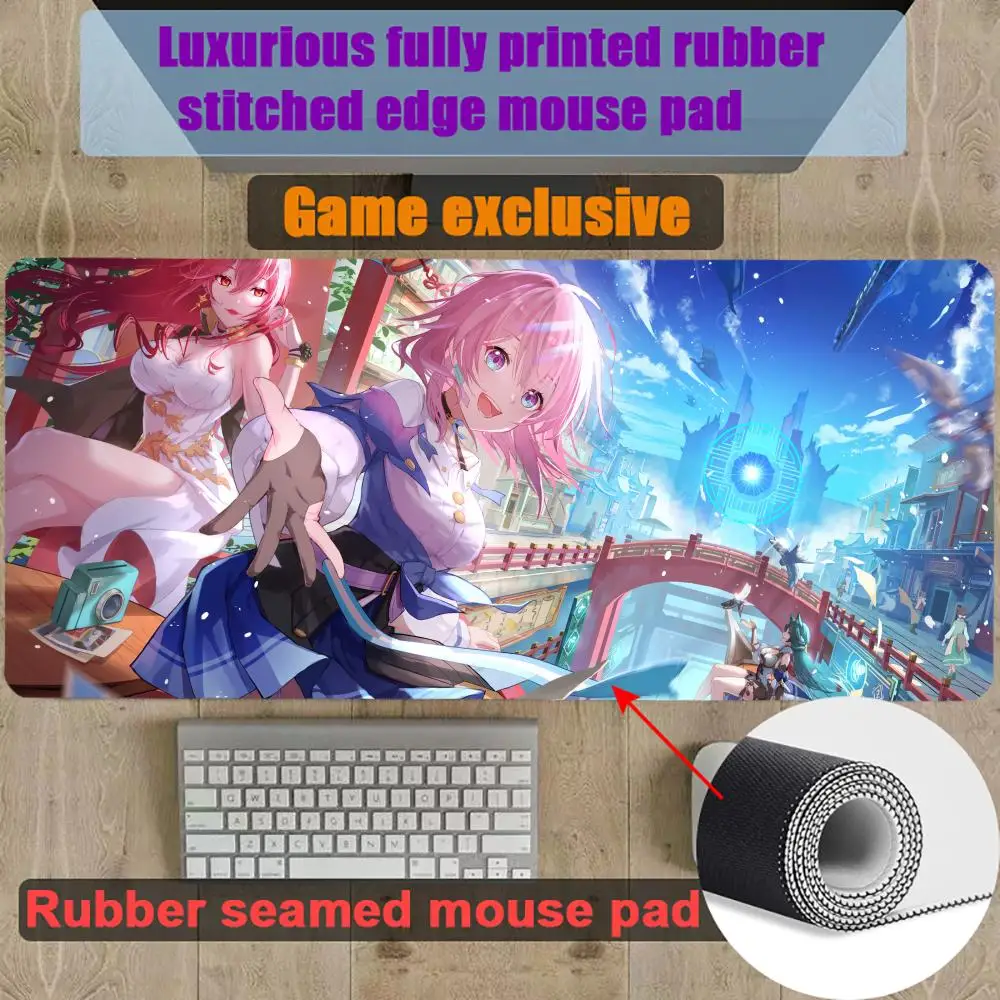 

Mouse Pad Gamer Gaming Rubber Seamed Mouse Pad Accessories H-Honkai Star Rail-L Desk Keyboard Pad Computer Laptop