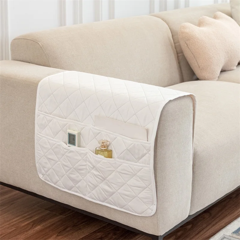1PC Grey Sofa Armrest Covers Removable Furniture Arm Couch Protector with Storage Bag Armchair Slipcovers for Living Room Home 6