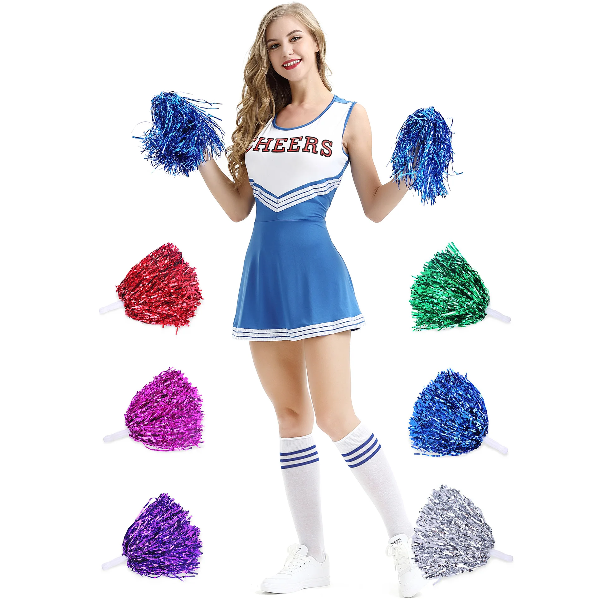 1pc Cheerleader Pom Poms Sports Match and Dance Performance Cheerleading Pompoms Hand Flower for Balls Sports Cheering Supplies