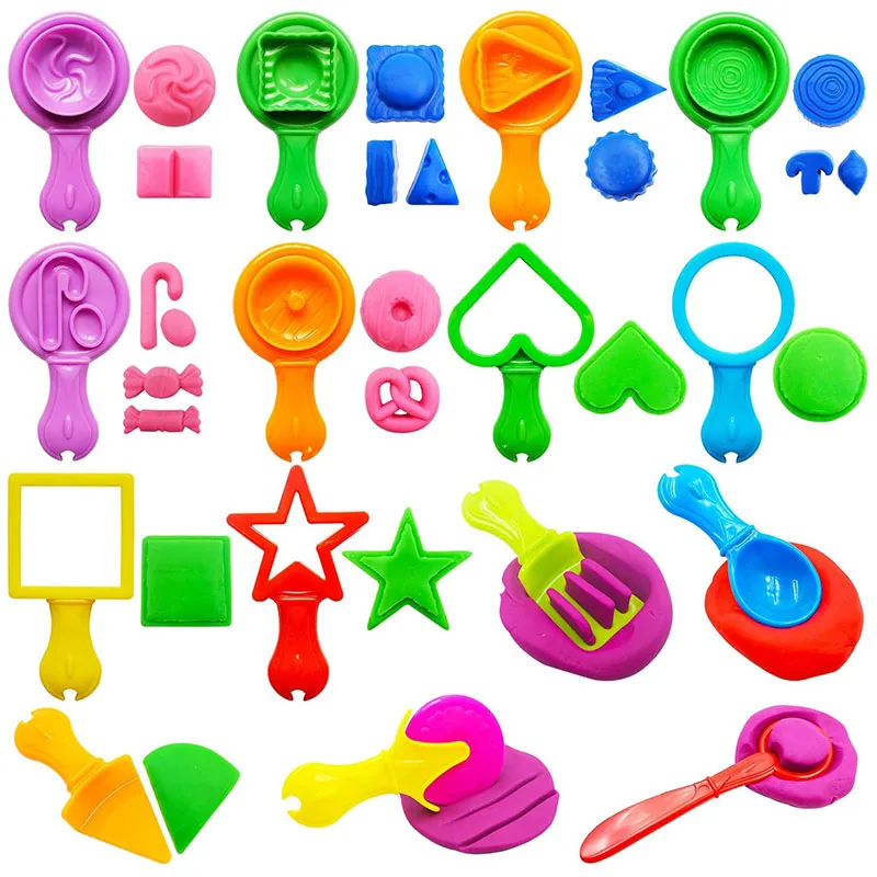 Various Plastic Dough Tools Plasticine Accessories Toys for Kids Animal Molds Rolling Pins Cutting Playdough Molds Puzzle Toys 2