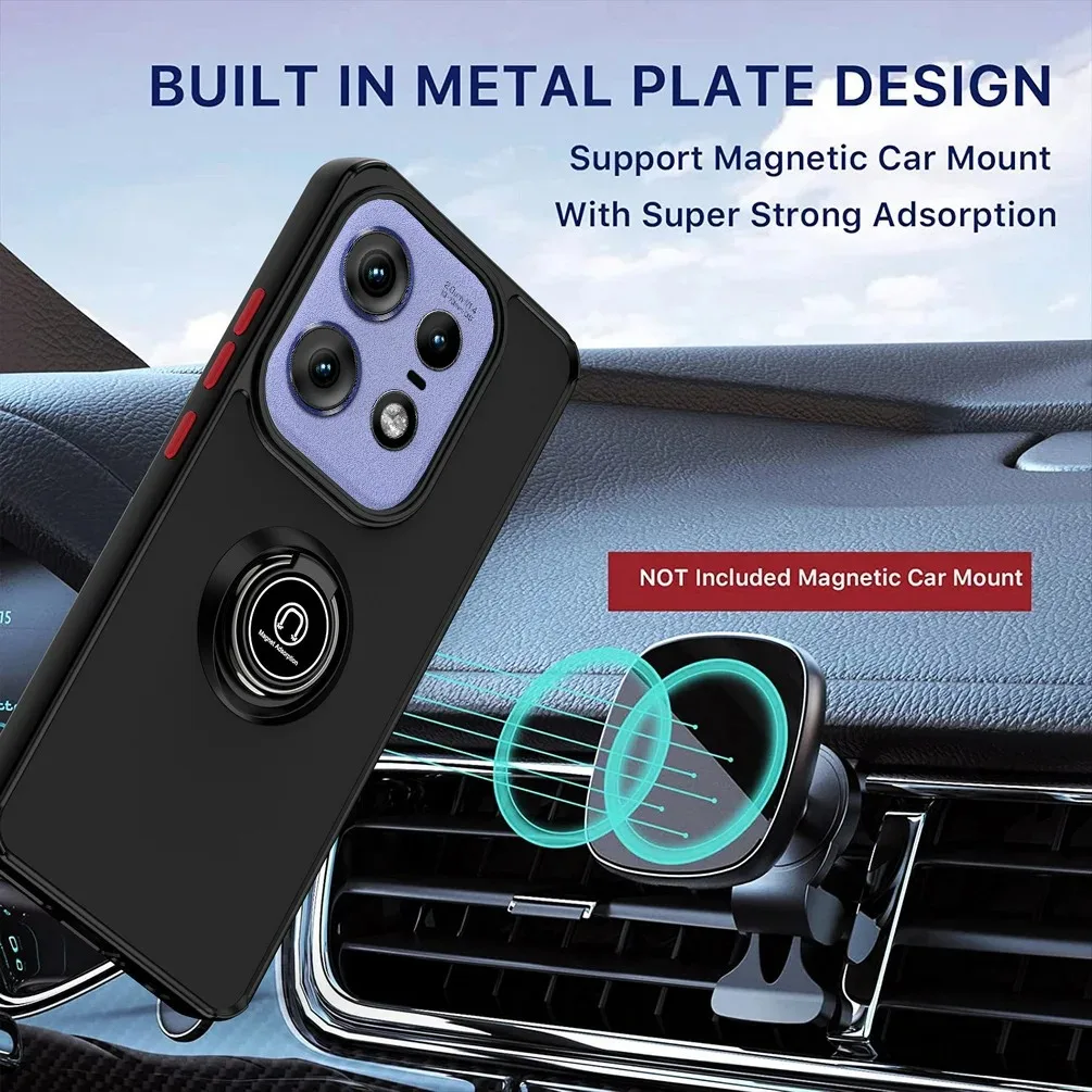 Durable Armor Matte Case with Magnetic Ring Holder Stand – Shockproof Protection